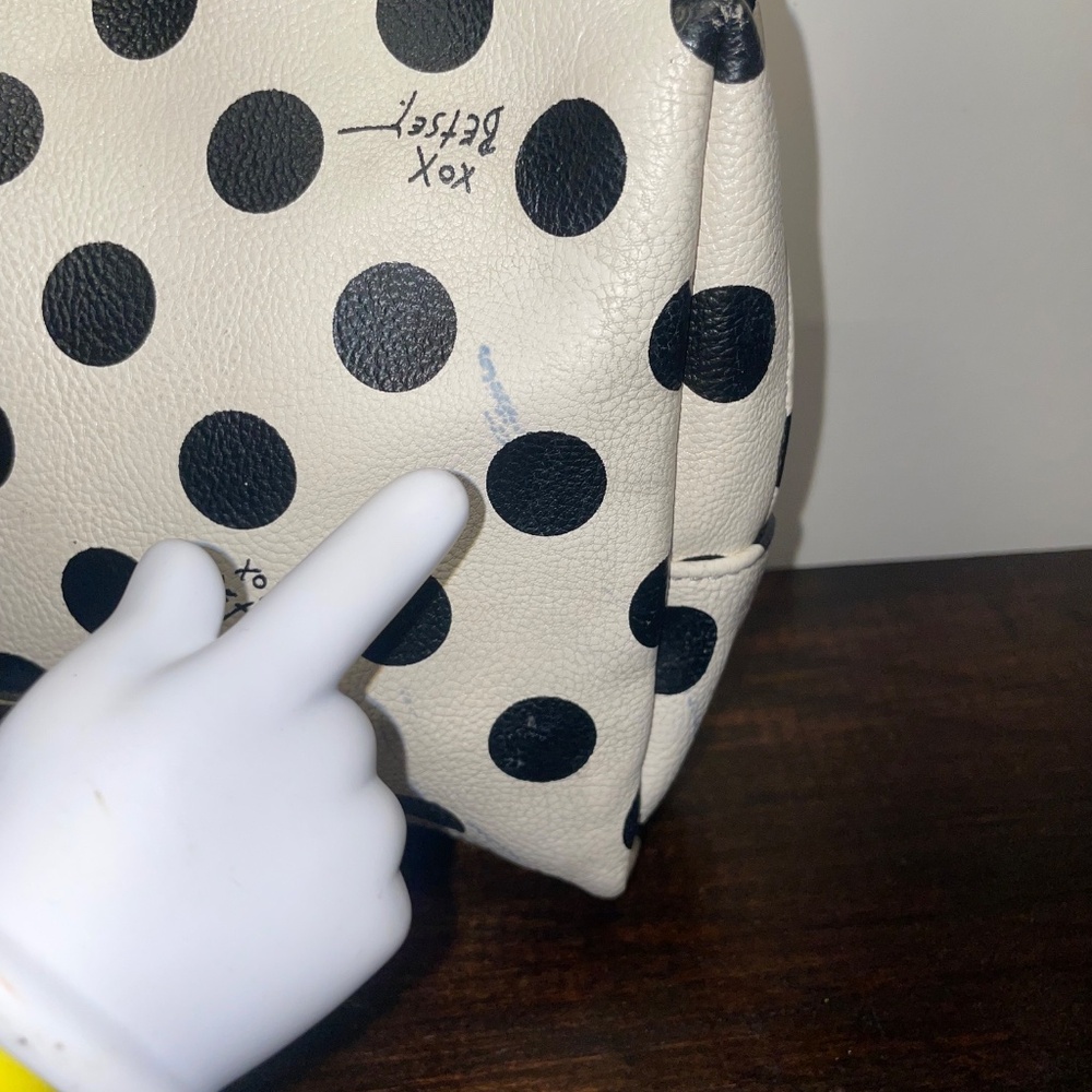 Betsey Johnson Cosmetic Bag Makeup Spots Dots Black White‎ Purse Clutch - Picture 4 of 8